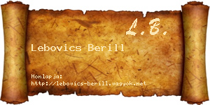Lebovics Berill névjegykártya
